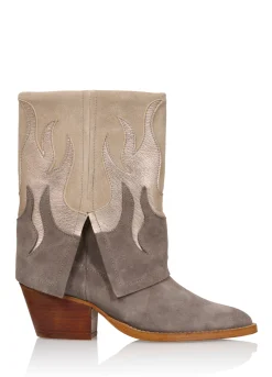 BARBADOS suede - Westernboots | Stone / Elefante