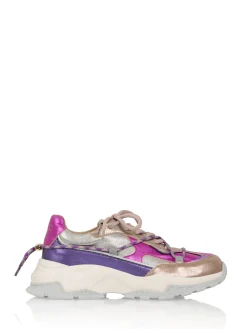 BONNEY leer - Sneakers | Steel / Fuchsia