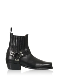 HOOK leer - Enkellaarsjes | Black