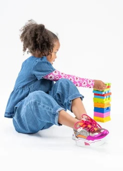 PLUTO KIDS mesh - Sneakers | Steel / Fuchsia