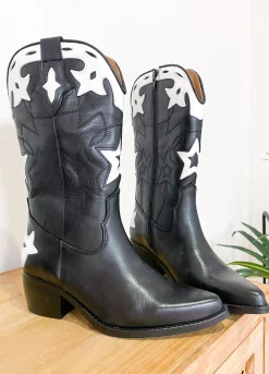 SHELBY leer - Westernboots | Black / White